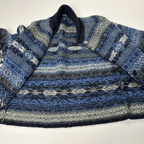 Nautica Womens Button Up Fair Isle Cardigan Sweater Blue Sz M Wool Blend Nordic - Picture 3 of 6